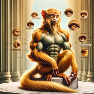 Greek God Monkey: Mythological Creature with Radiant Aura