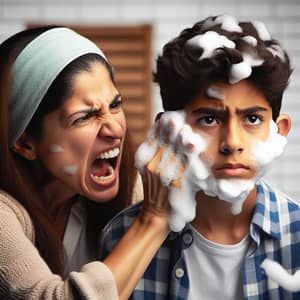 Mother Cleaning Son's Face | Heartwarming Family Moment