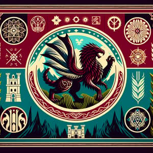 Fantasy Style Flag for Imaginary Kingdom | Vibrant Colors & Symbols