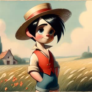 Monkey D. Luffy Ghibli Character in Classic Art Style