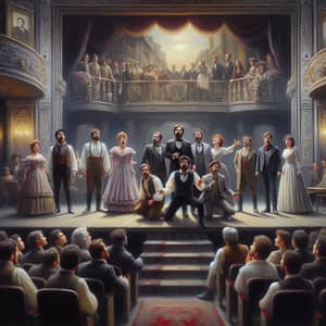 Realistic Oil Painting of Diverse Musical Theatre Scene