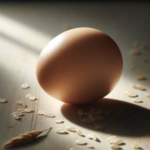 Pristine Egg on Wooden Surface | Warm Hues & Soft Shadows