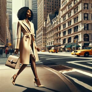 Elegant Black Woman Walking in New York City | Fashionable 40s Style