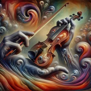 Masterful Violin Playing in Surreal Scene