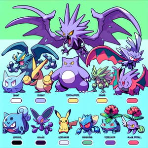 Digital Art: Pokémon Team Featuring Crobat, Tentacruel, Gengar, Nidoking, Venusaur, Mega Beedrill