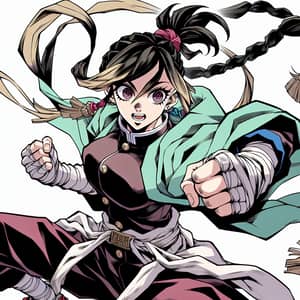 Dynamic Female Manga Character Ready for Action | Traditional Japanese Aesthetics