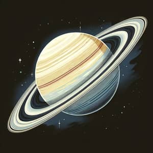 Saturn Planet Illustration with Iconic Rings in Natural Color