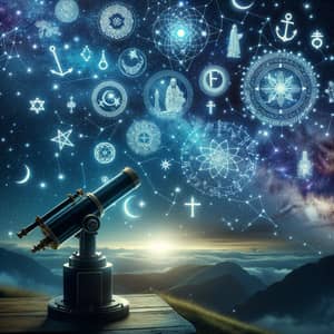 Celestial Harmony: Multifaith Symbols in Magical Night Sky