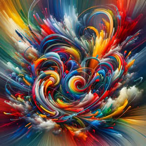 Abstract Art Composition of Chaos and Harmony in Vibrant Colors
