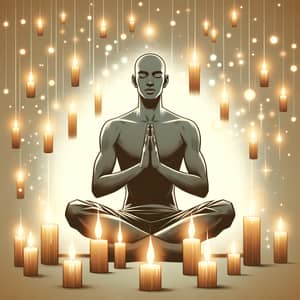 Tranquil Meditation with Candlelight | Serene Prayer Illustration