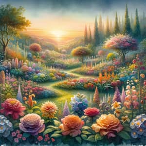 Biblical Garden Watercolor Painting | Symbolic Flowers Art