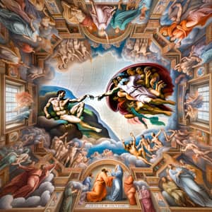 Creation of Adam Illustration in Chapel | Religious Artwork
