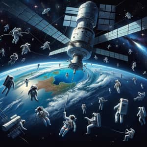 Space Exploration Illustration with Diverse Astronauts | Website Name