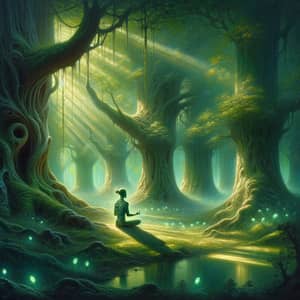 Surreal Prayer in Enchanted Forest | Medium Skin Tone