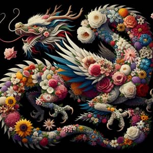 Dragon with Floral Body Tattoo Design