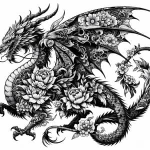 Flower Dragon Tattoo: Majestic Fantasy Design