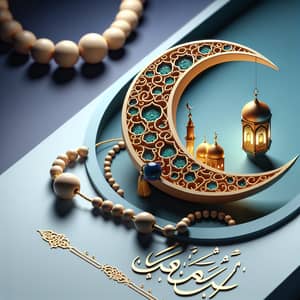Ramadan Crescent Moon and Prayer Beads by Sami Khater