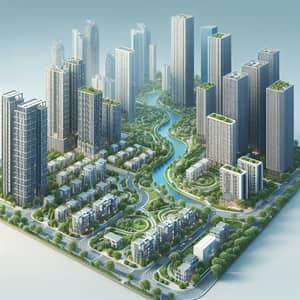 Towering Skyscrapers and Green Spaces | Urban-Residential Harmony