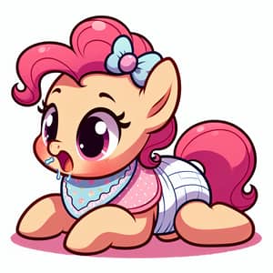 Charming Baby Pony in Nursery Outfit | Cute Cartoon Image