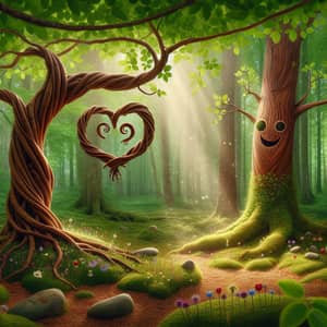 Enchanting Forest Scene with Whimsical Trees