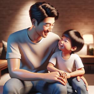 Heartwarming Moment: Father and Child Smiling - Illustration