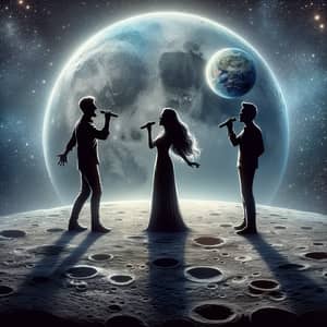 Moonlit Serenade with Diverse Silhouettes on the Moon