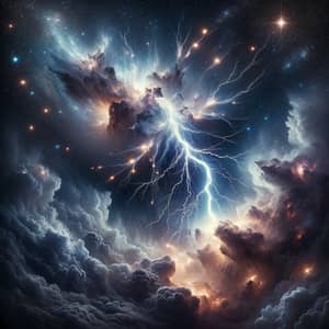 Starry Night Sky with Ethereal Lightning | Celestial Scene