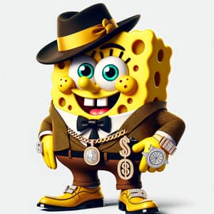 Sponge Character in Stylish Gangster Outfit