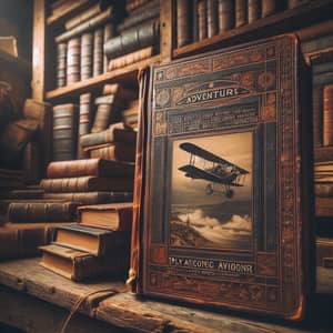 Vintage Adventure Book on Wooden Shelf | Classic Exploration Tales