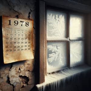 1978 Calendar Page Beside Frost-Covered Window