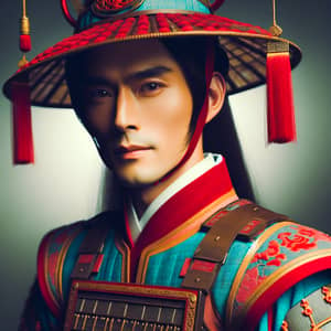 Male Warrior in Traditional Chinese Ancient Dress - Vibrant Colors