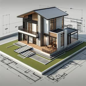L-Shaped Two-Story House | Urban Farm Style | Architectural Rendering