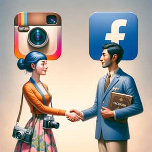 Instagram and Facebook Handshake - Social Media Harmony