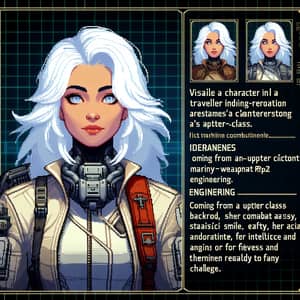 Sci-Fi Traveller RPG Character: White-Haired Marine Combat Engineer
