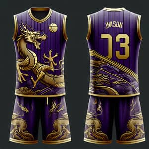 Purple & Gold Dragon-Themed Basketball Uniform Design