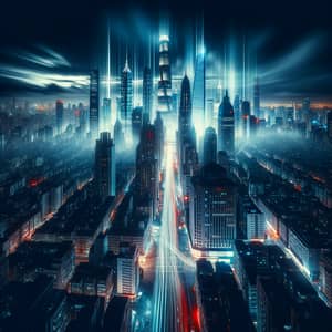 Dystopian Urban Landscape: Haunting Glow of Neon Lights