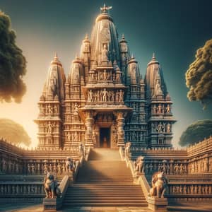 Magnificent Stone Temple with Elaborate Carvings | Hindu Mythology Depictions