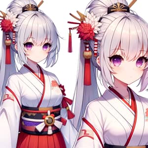 Anime Girl with White Hair in Toji Uniform | Vibrant Character Design