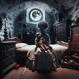 African American Spirit with Doll in Haunted Lighthouse Bedroom