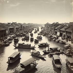 Qing Dynasty Harbor | Small Boats in Busy Port