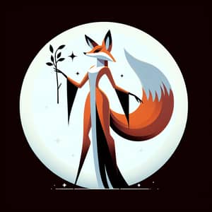 Orange and White Magician Fox Delphox Standing with Full Moon Background