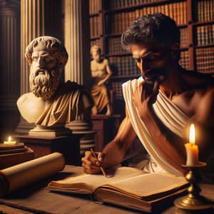 Greek Philosopher - Middle-Aged South Asian Male in Toga