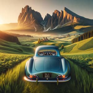 Stunning Blue Sports Car in Picturesque Landscape