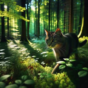 Cat in the Forest - Shadowy Beauty and Stealthy Prowling