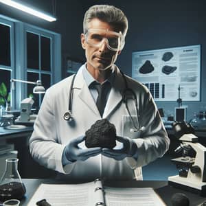 Middle-aged European Doctor Holding Mumiyo Specimen in Lab