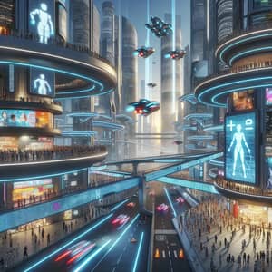 Futuristic Cityscape: High-Tech Ambiance & Diverse Society