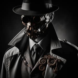 Enigmatic Film Noir Character with a Steampunk Twist