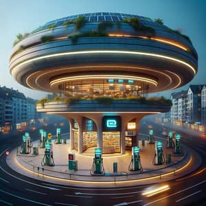 Futuristic Gas Station in City Center | Circular Architecture Design