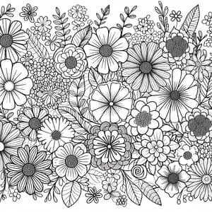 Coloring Book Flowers: Variety of Flower Sketches for Coloring