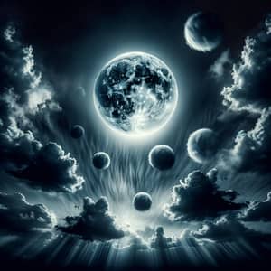 Eerie Full Moon Casting Creepy Shadows in Nighttime Sky